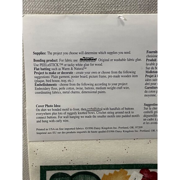 Vintage 1996 Daisy Kingdom No-Sew Fabric Applique Country Cut-Outs Raggedy Chris - Picture 10 of 11